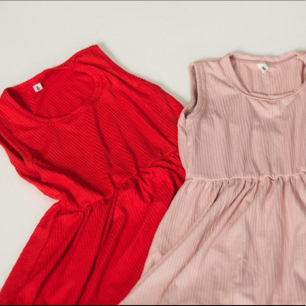 💖Handmade Ribbed Toddler Tank Dress PINK - Picture 2 of 4